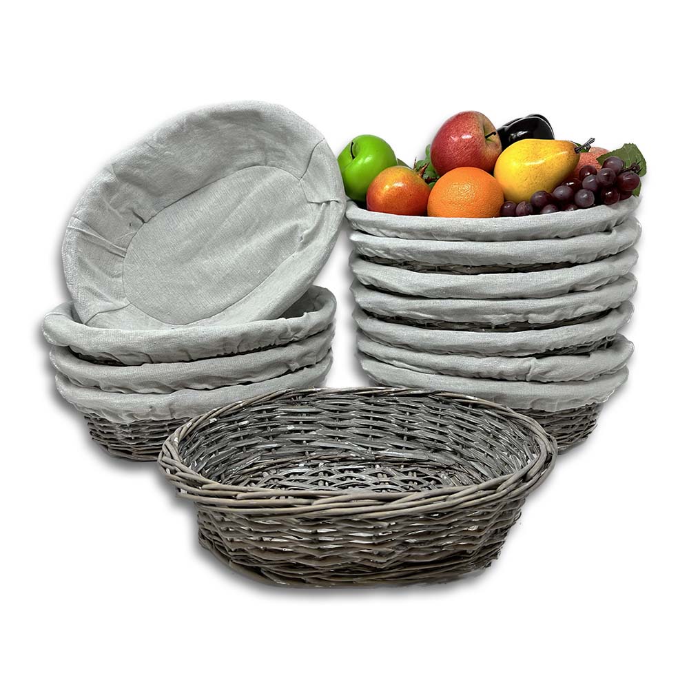 12 Pack - Antique Grey Large Oval Utility w/ Cloth Liner 12in